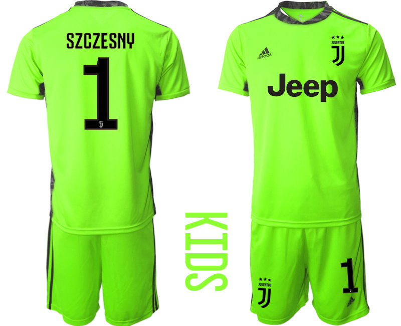 Youth 2020-2021 club Juventus green goalkeeper #1 Soccer Jerseys